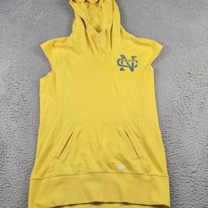North Carolina Tar Heels Hoodie Womens Large Yellow Sleeveless Pullover Pockets